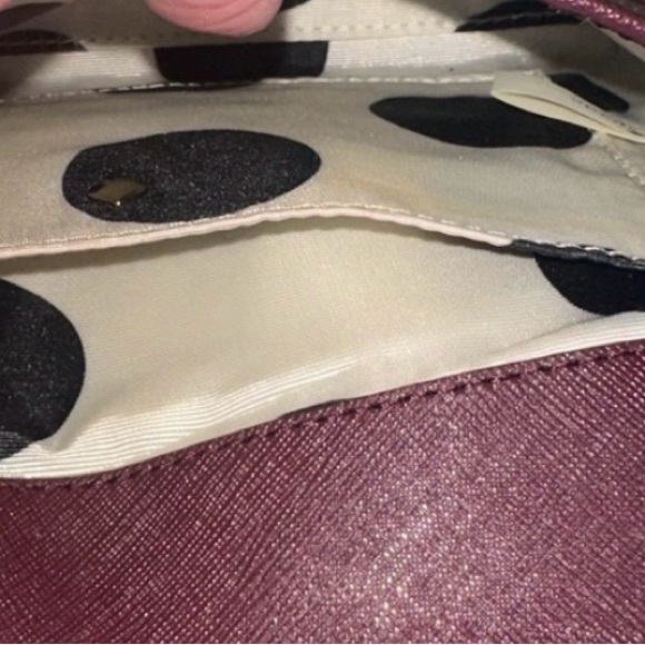 KATE SPADE Saffiano Leather Maroon Cedar Street Crossbody Bag Polkadot NWOT - Picture 6 of 12
